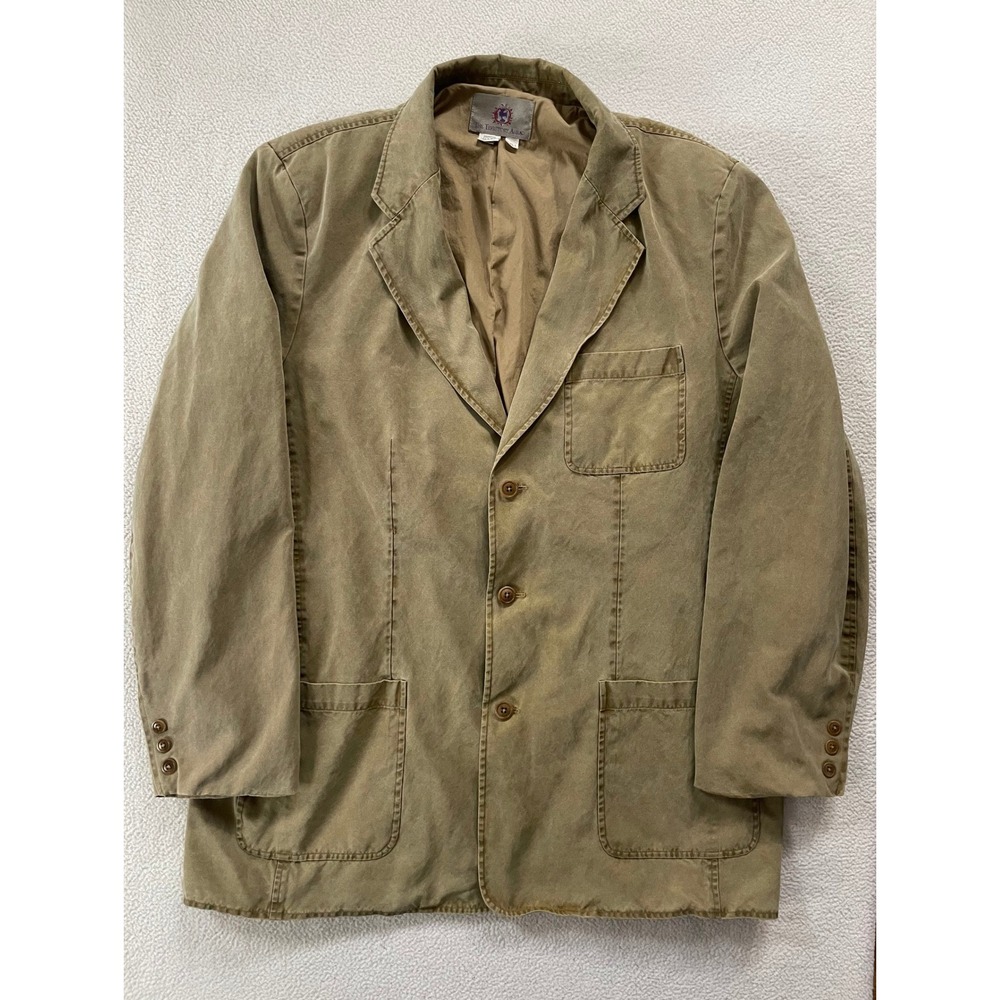 90s Vtg The Territory Ahead Mens XXL Blazer Brown Silk Cotton Blend Sport Coat